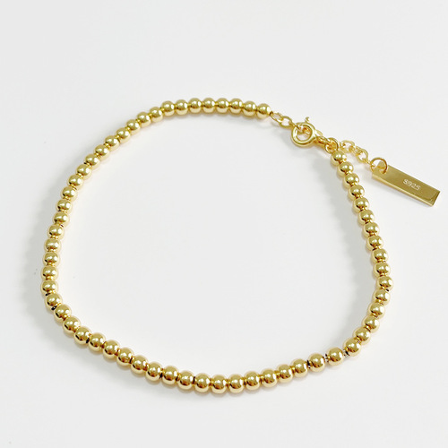 Fan Zhiqiao French style jewelry 925 sterling silver round beads golden Buddha bead bracelet niche extremely simple INS hand jewelry