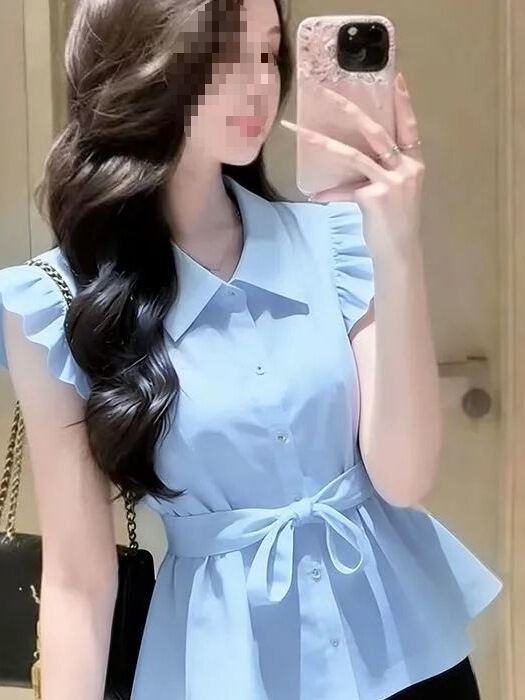 French-Style Design, Thin Sleeveless Shirt, Spring and Summer Loose-Fitting, Sweet and Slimming Workwear Top French-Style Design, Thin Sleeveless Shirt, Spring and Summer Loose-Fitting, Sweet and Slimming Workwear Top
