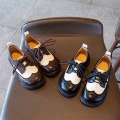 Boys' leather shoes British style children's shoes spring and autumn girls' shoes soft sole baby shoes little boy black children's shoes black