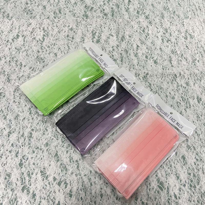 D315渐变一次性时尚三层彩色潮流糖果色含熔喷布过滤腮红网红口罩