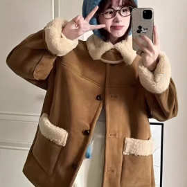 羊羔毛外套女两面穿新款环保仿皮草皮毛一体羊羔毛外套女冬季