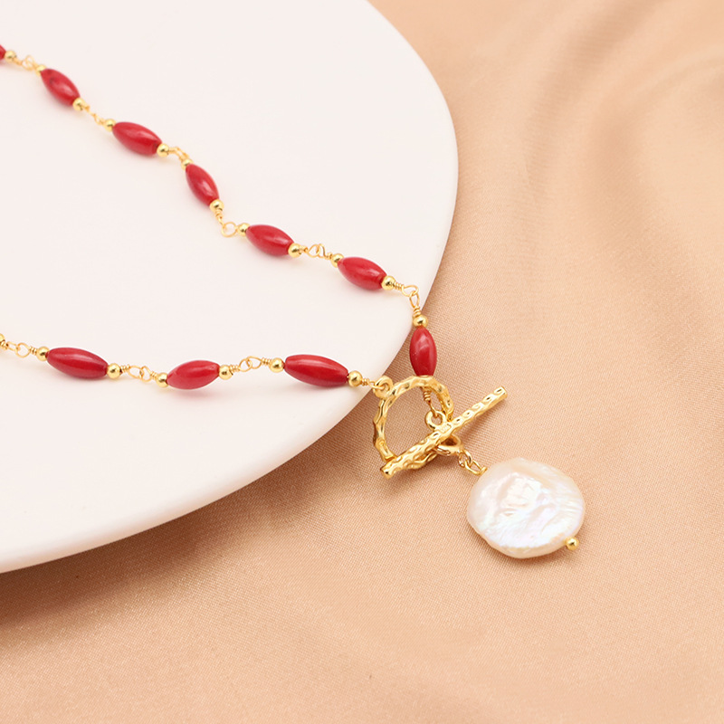 Collar barroco de perlas naturales de agua dulce nuevo diseño cadena de suéter otoño invierno moda joyería de color chapado en oro 18k