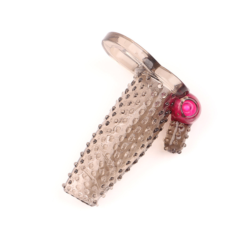 Vibrating Wolf Tooth Condom Sleeve, Spiked Textured TPE Ring, Transparent Non-Vibrating Variant — detail image 8
