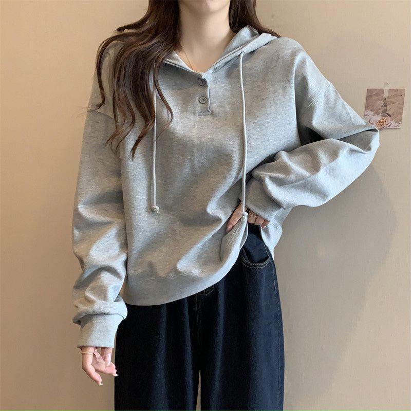 连帽卫衣女秋秋装韩版宽松百搭薄款洋气时尚学生上衣外套|undefined