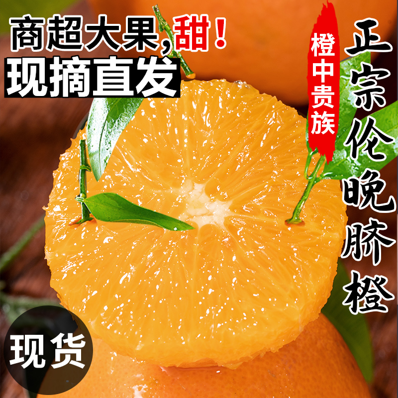 正宗纯甜伦晚脐橙秭归脐橙新鲜水果春橙5/9斤当季应季大果伦晚橙