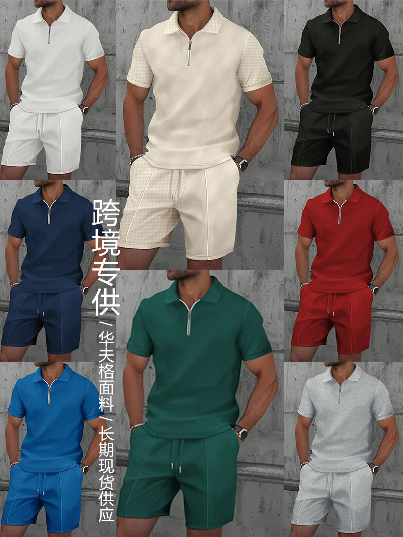 Comercio exterior transfronterizo exclusivamente para Amazon AliExpress Nuevo traje de pantalones cortos sueltos casuales de polo para hombres europeos y americanos