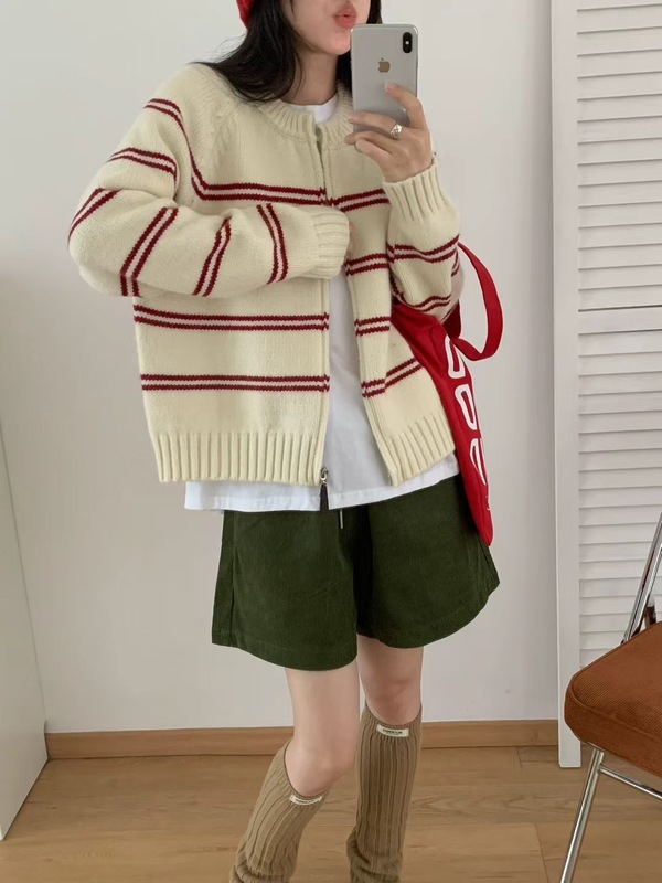 复古韩系polo领毛衣女秋冬宽松慵懒软糯风针织衫上衣外穿套头卫衣|undefined
