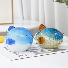 创意纯手工琉璃鱼玻璃鱼河豚摆件家居客厅桌面玄关装饰工艺品