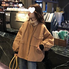 秋冬韩版2025新款学生宽松百搭复古工装加绒加厚长袖棉服外套女装