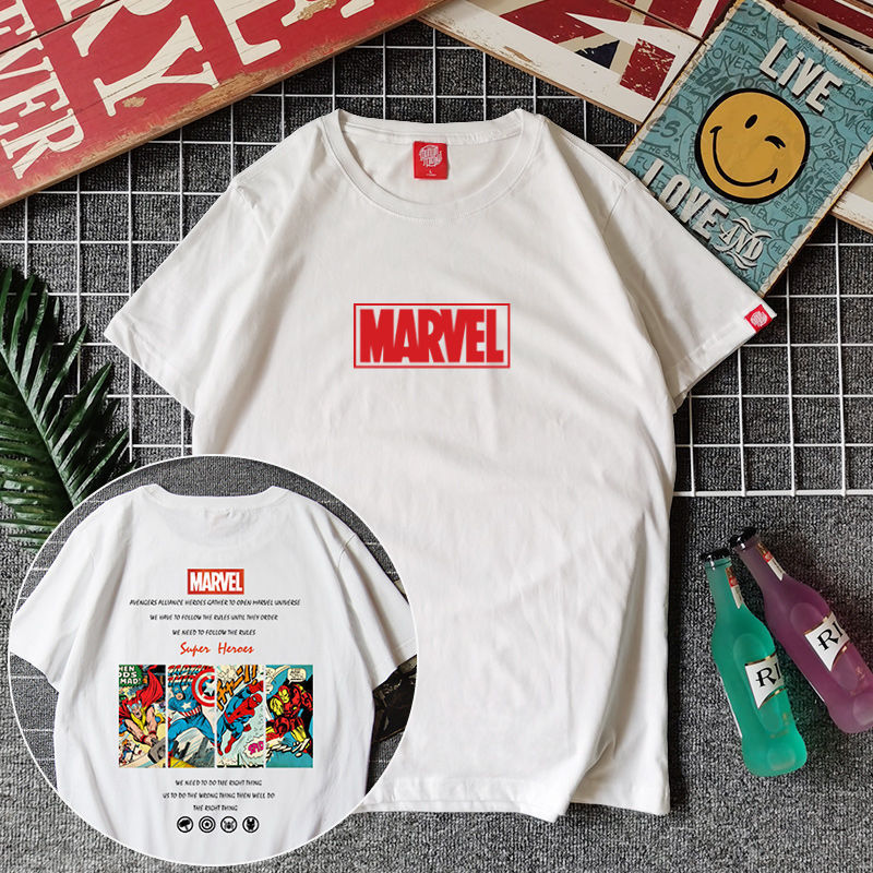 Dreamman Marvel T-shirt Men's Spider-man Captain America Iron Man Short Sleeve Avengers Short Sleeve Loose Clothes