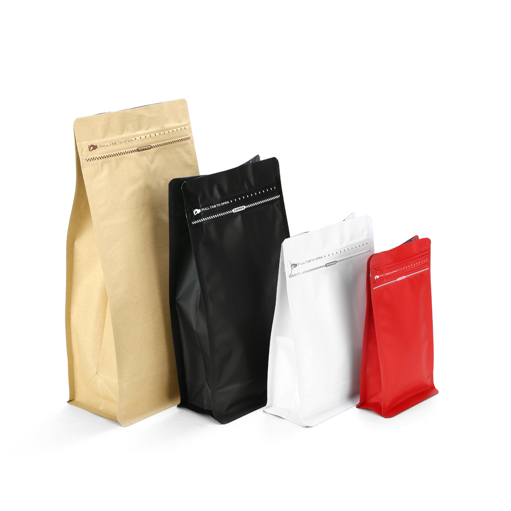 Coffee Bean Packaging Bag One-way Valve Bag Eight-side Sealed Stand-up Bag Exhaust Bag Accordion Stand-up Bag Dog Food Bag