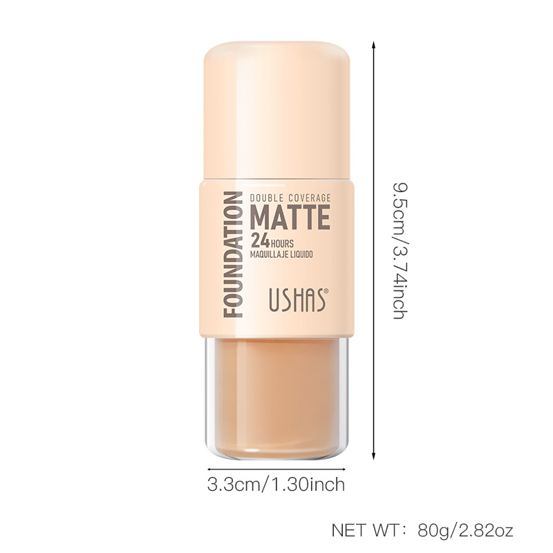 USHAS Base líquida de punto transfronterizo europea y americana Efecto de maquillaje mate Moisturizing Base de maquillaje Corrector impermeable de larga duración UC080