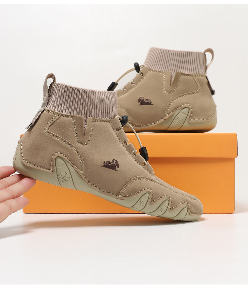 Bốt Martin cổ vừa unisex kiểu dây thun, đế bằng, form rộng — C8005 kaki, C8005 màu xám, C8005 màu đen, C8005M kaki lót nhung chi tiết 29