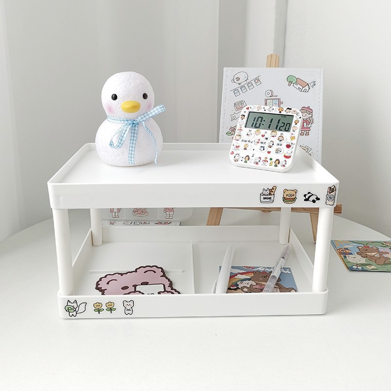 桌面置物架双层卧室化妆品办公杂物收纳架学生宿舍小型整理架