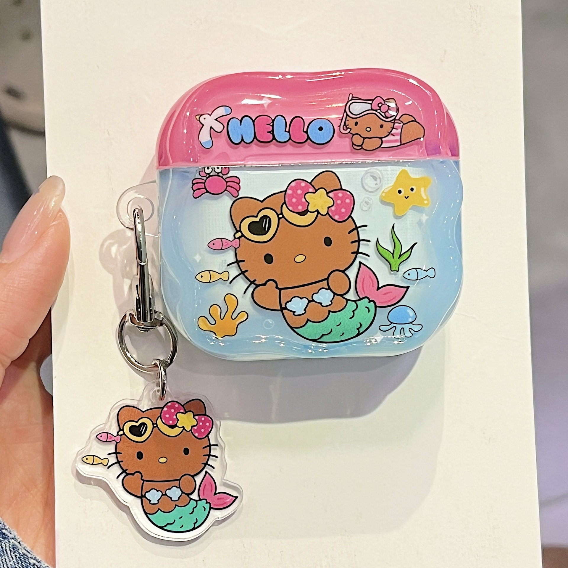 Cuerpo de auriculares IMD Kitty Mermaid para AirPodsPro Cuerpo de auriculares Bluetooth AirPods3 / 4 generación a prueba de caídas