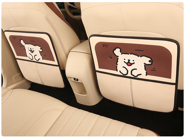 Women's Cute Cartoon Car Seat Back Anti-Kick Pad Car Seat Back Anti-Stain Pad with Storage Strap Cross-Border Car Products