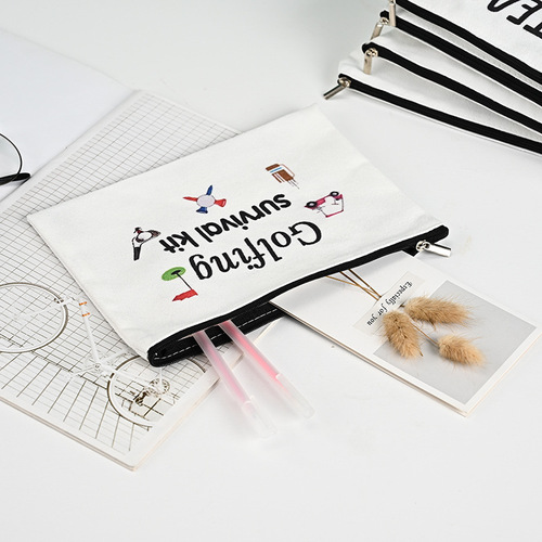 Canvas pen bag student cartoon DIY canvas zipper bag colorful painted cotton makeup bag logo