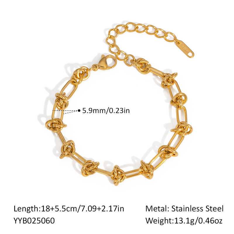 クロスボーダーステンレス鋼巻き結び目ネックレスブレスレット 18K ゴールド非退色ヒップホップスタイルジュエリー卸売|undefined