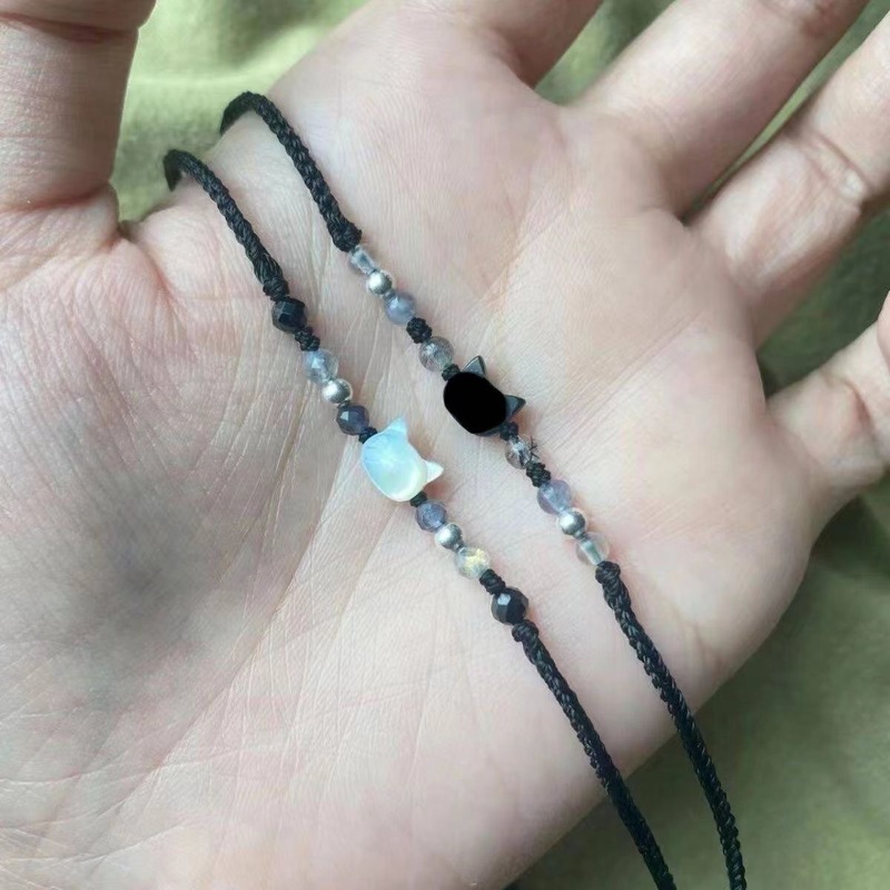 Little Red Book Black Cat Shell Bracelet Handmade Beaded Bracelet Couple Best Friend Jewelry 2024 New Style Pure Handmade