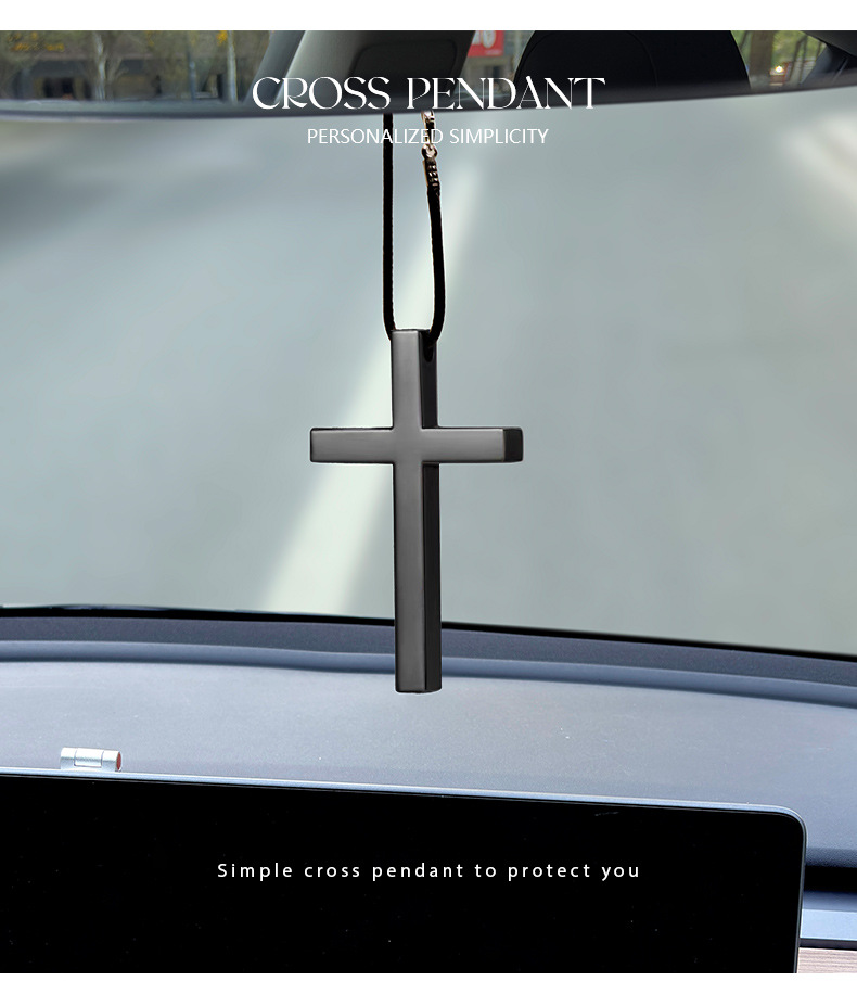 Alloy titanium steel car pendant personality car safety pendant rearview mirror pendant high-grade cross ornaments gifts