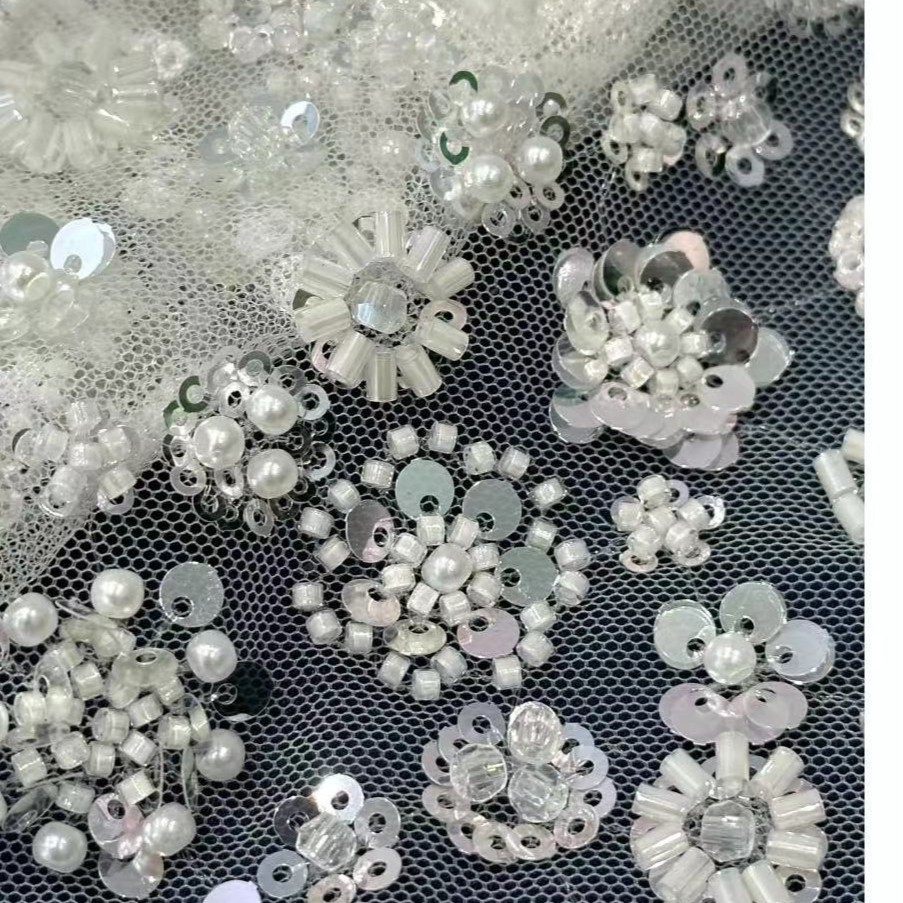 industria pesada multicolor cuentas sequillas cristal diamante tubo de cuentas bordado tela África Medio Oriente Europa América moda tela de boda
