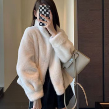 2026冬季新款短款立领貂绒外套短款皮毛一体年轻款洋气毛毛外套女