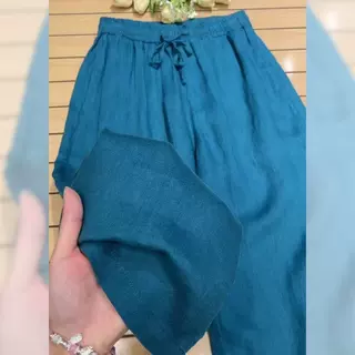 天丝阔腿裤女夏薄款2026新款宽松高腰垂感直筒裤孔雀蓝休闲长裤子