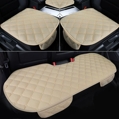 non-slip winter thickened simple warm – Seat cushion, seat cover - beige-three-piece-set