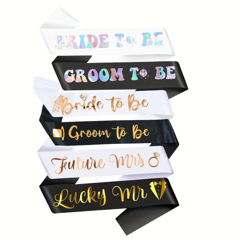 Bride and Groom Sash Kits for Wedding, Bridal Shower, Engagement Party Decorations
