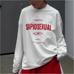 綿100%長袖Tシャツ2025春秋ヨーロッパとアメリカンスタイルの多用途通勤トレンドインスタイルプリントパーソナライズトップ