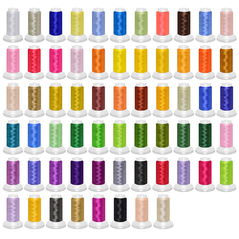 신시 브랜드 75D108D120D/2 컴퓨터 자수기 자수기 실 컬러 폴리에스터 아이스 실크 63 색 도매