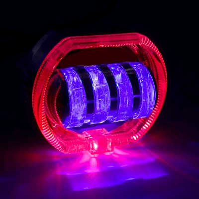 LED headlight built-in 4 beads, Motorcycle headlights, headlights - main-light-white-yellow-red-aperture-blue-devil-eye