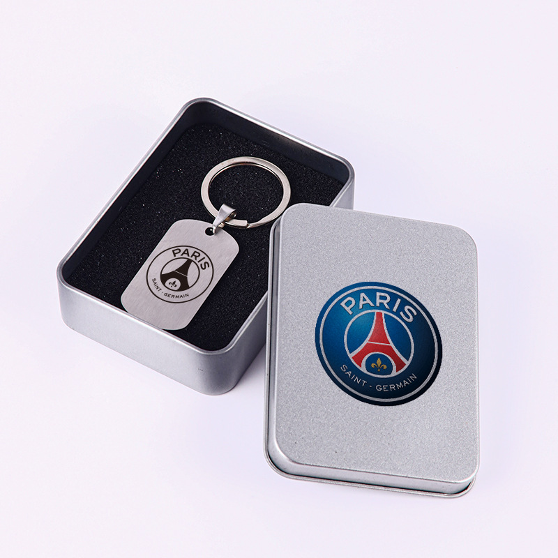 Club de fútbol insignia llavero Barcelona Real Madrid Manchester United AC Milan equipo militar tarjeta caja regalo