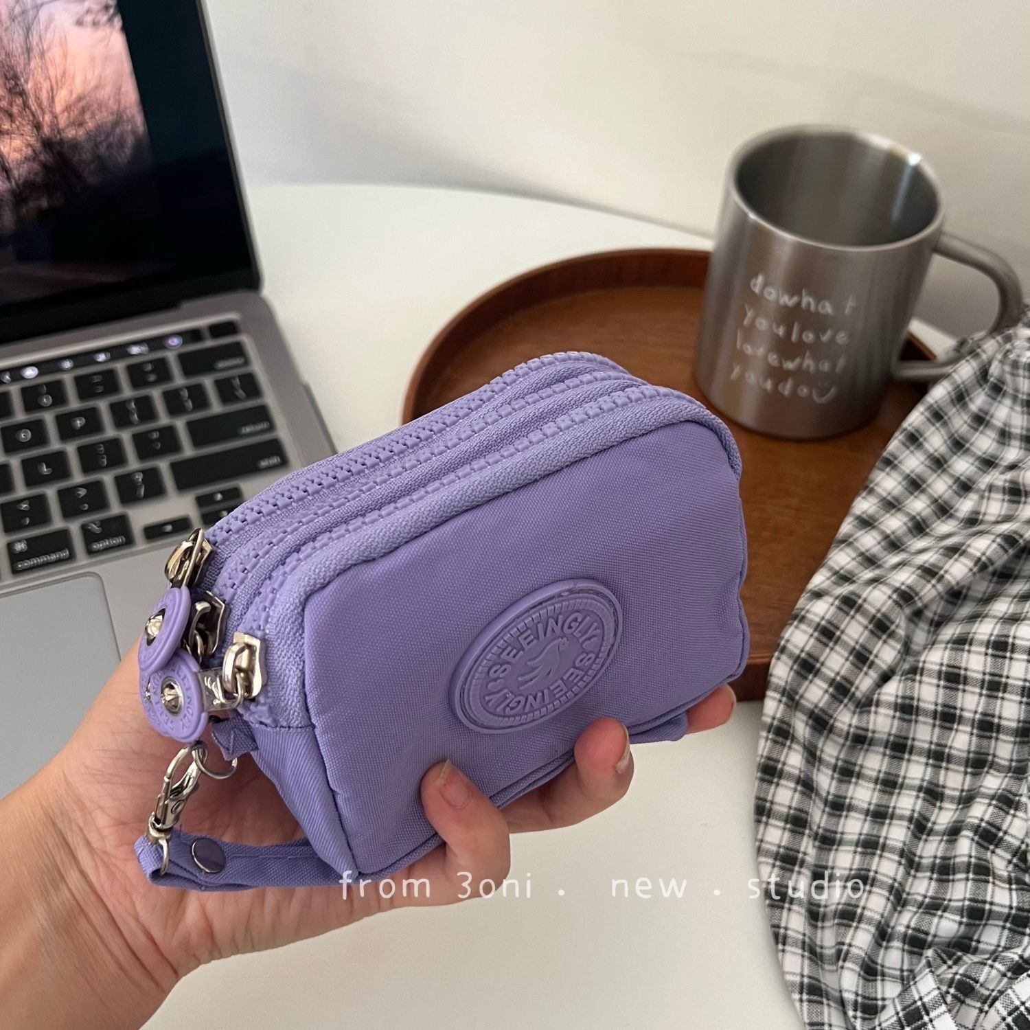 ¡El gigante! Tarot mud púrpura bolsa de cambio de nylon mini auriculares de lápiz labial bolsa de tarjetas multicapa