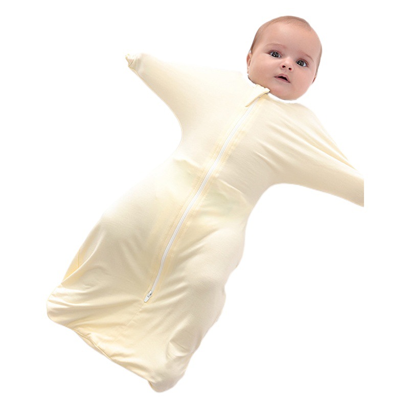 ベビー降伏型寝袋、新生児おくるみ、ベビーアンチキックキルト、エアコン付き純綿、2種類のスリーピングスリーブ