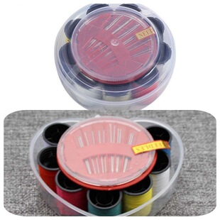 Sewing Kit, Old Lady's Sewing Box, Hand Sewing Kit with Tape Measure, Thimble, Tools, Nine-Thread Round Heart-Shaped Design
