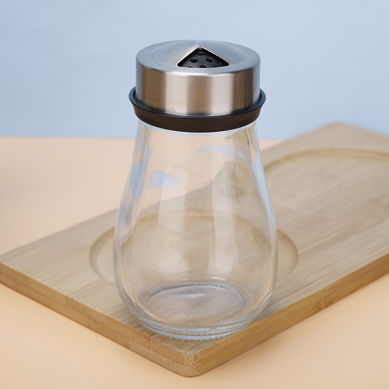 Botella de condimento de acero inoxidable al por mayor Botella de pimienta de sal Botella de pimienta giratoria Botella de condimento de vidrio de cocina multifuncional