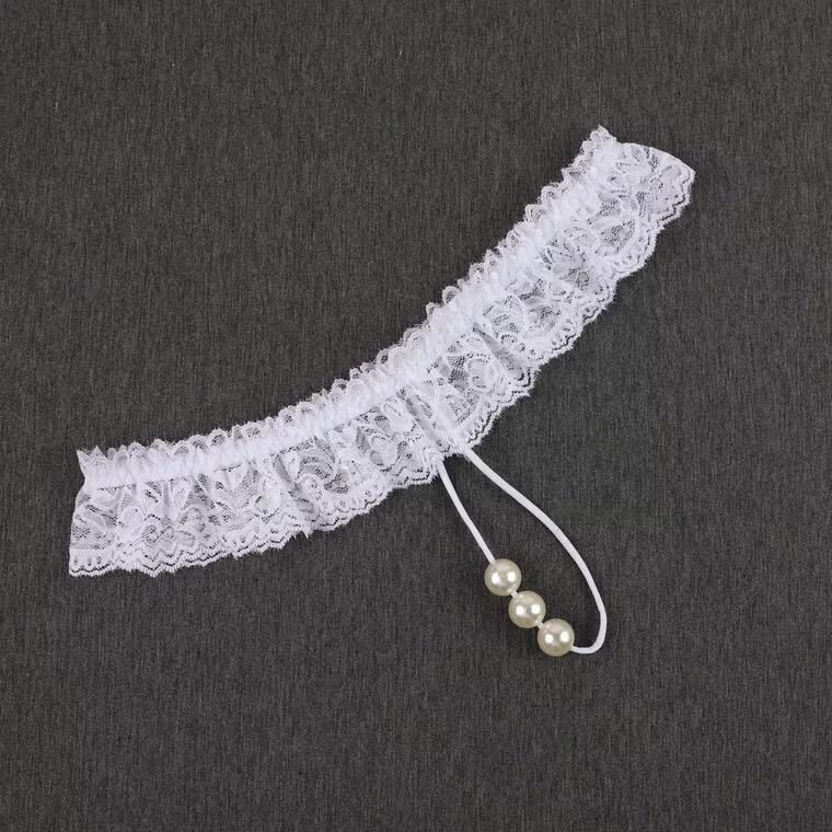 Ropa interior sexy de las mujeres europeas y americanas perla transparente Tanga cintura baja encaje tentación mujer T pantalones ropa interior sexy