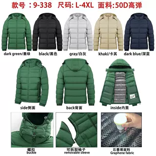 跨境专供外贸排骨棉衣可脱卸帽棉服脱袖棉衣秋冬加绒加厚外套夹克