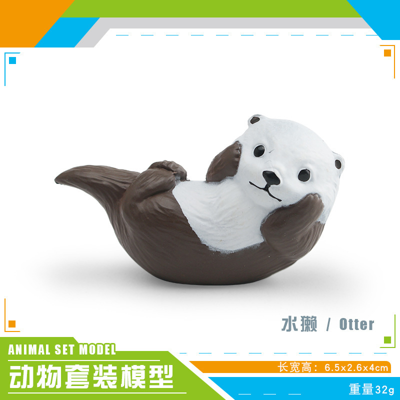 Transfronterizos mini simulación perro de madera panda cerdo conejo blanco serpiente blanca hámster nutria foca animal adornos modelo juguete