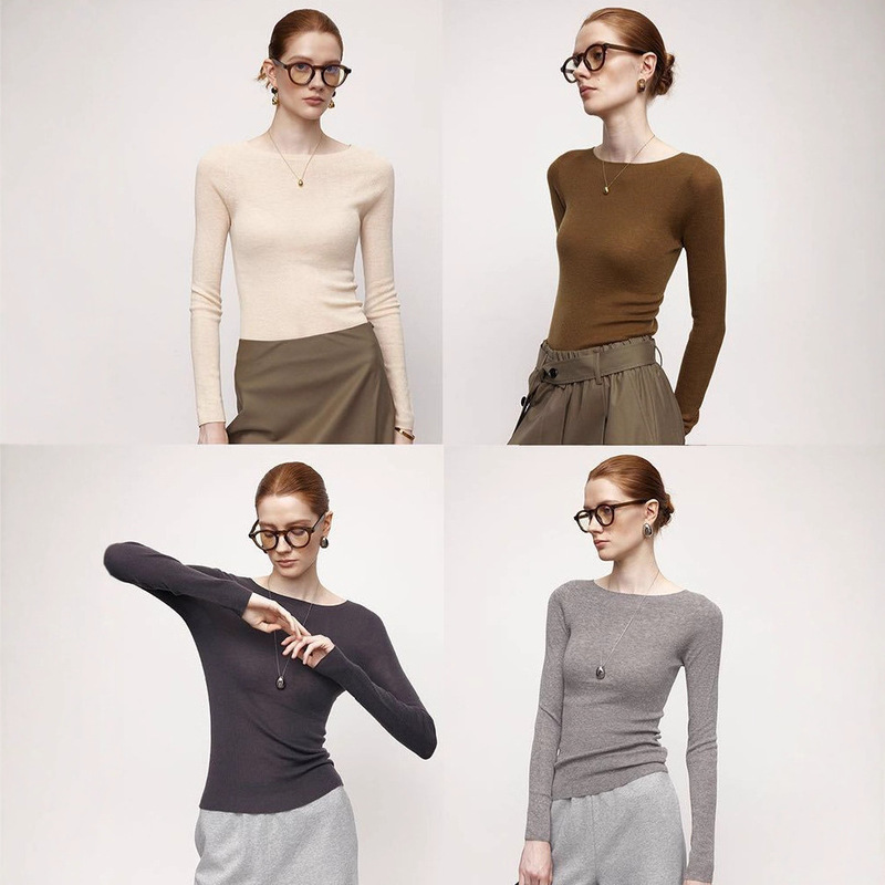 Zhendian Treasure [0 Pressure Series] Cloud Sense Machine Washable Silk Cashmere One-character Collar Knitted Sweater for Women