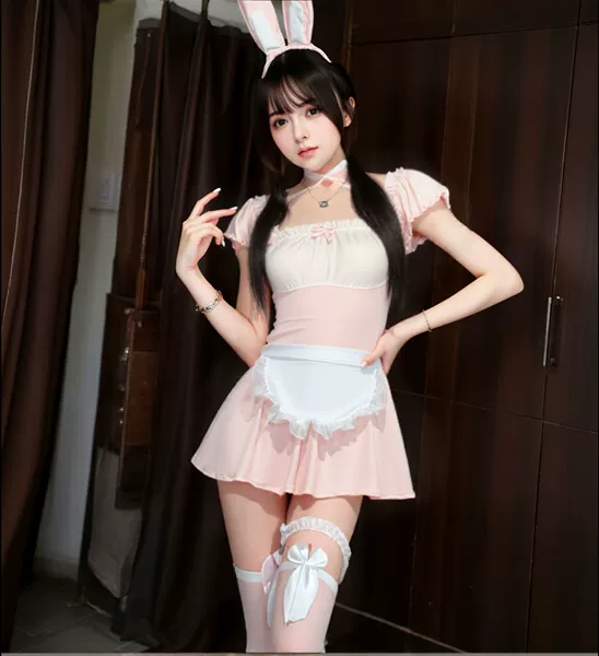 Dress, headband, trousers, apron