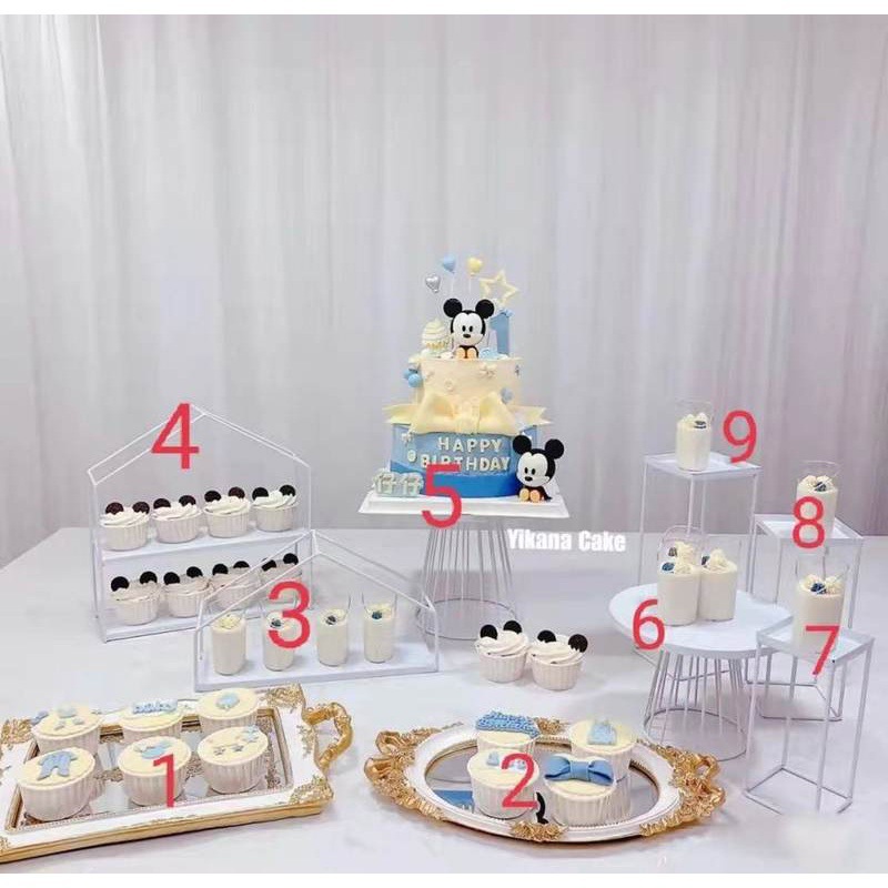 Tabla de postre de hierro forjado blanco decoración de exhibición de bandeja de pastel de estilo europeo de la tarde té de refrigeración de mesa de comida fría image 13
