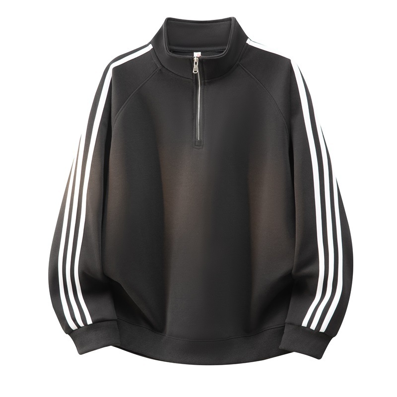 Primavera y otoño de hombre tres barras juego deportivo de cuello vertical medio cremallera camiseta pantalones de dos piezas juego de ropa deportiva de carrera casual