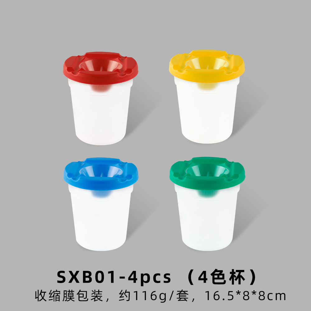 Taza de lavado de lápices de 10 colores transfronteriza Taza de color anti-vertido de plástico Pincel de aceite para niños Graffiti Pincel de melena de cerdo de 10 colores al por mayor