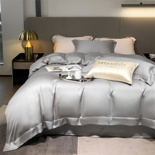 Simple 100-count Lenzing Tencel four-piece summer ice silk sheets and silk duvet covers 1.8 fitted sheets bedding
