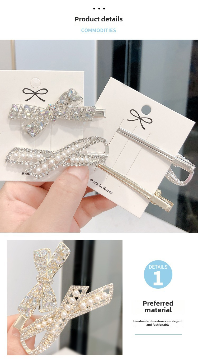 Set di fermagli per capelli eleganti con fiocco perle e cristalli_voghion.com