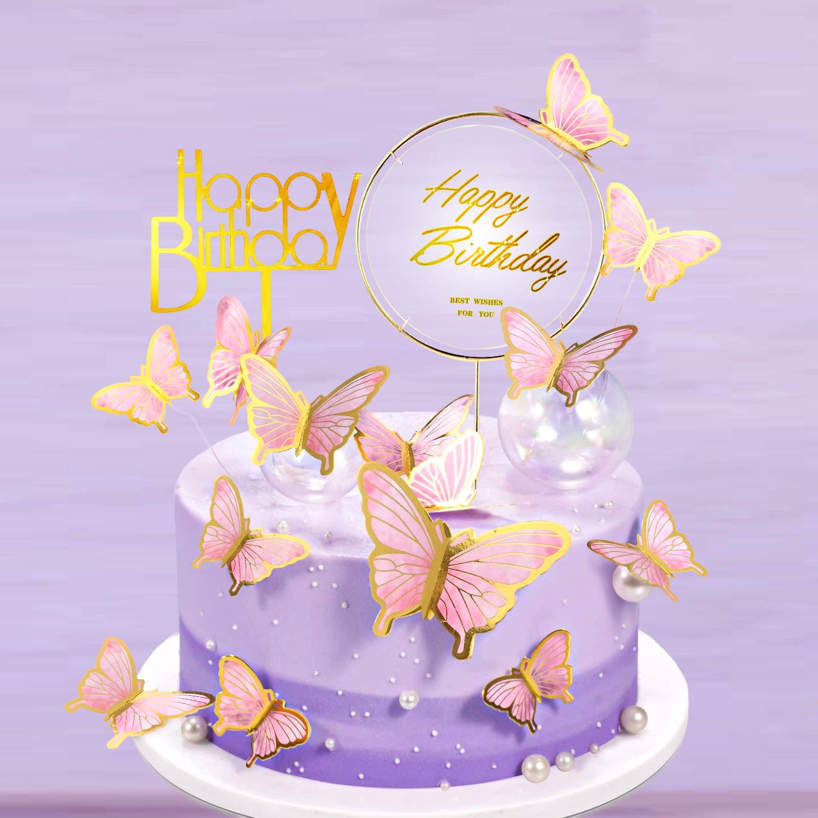 Birthday Fairy Style Cute Letter Butterfly Paper Birthday Cake Decorating Supplies display picture 4
