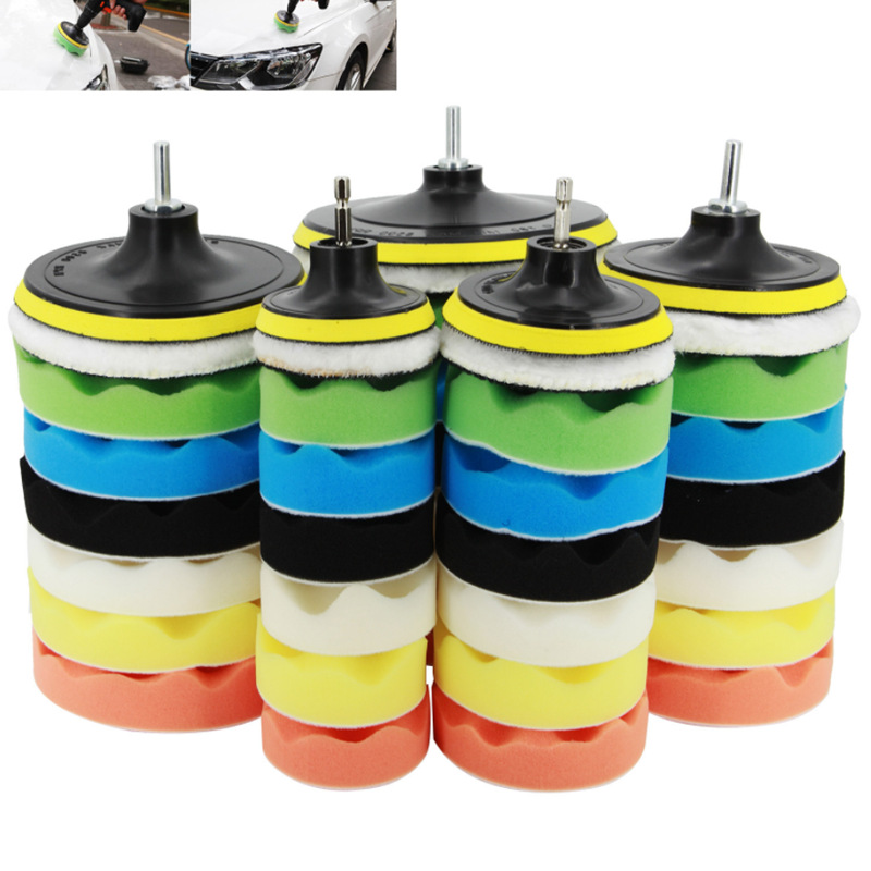 厂家供货海绵轮羊毛球汽车美容抛光盘打蜡盘9件套装波浪抛光轮盘