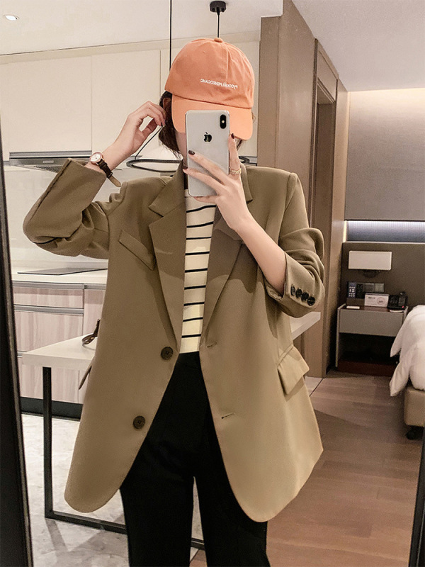 2025秋装新款西装外套女炸街设计感小众休闲咖色显瘦小西服|undefined